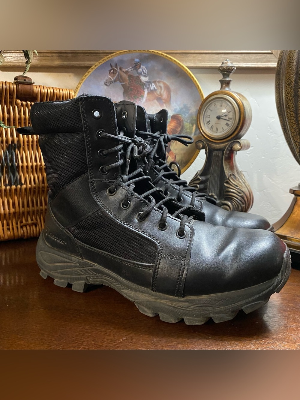 Bates Fuse Mens 10.5 Black Leather Tactical Boots E06510 Extra Wide Side Zip